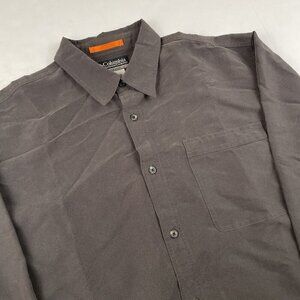 Columbia XCO Long Sleeve Button Up Shirt Mens Large Dark Gray Modal Poly